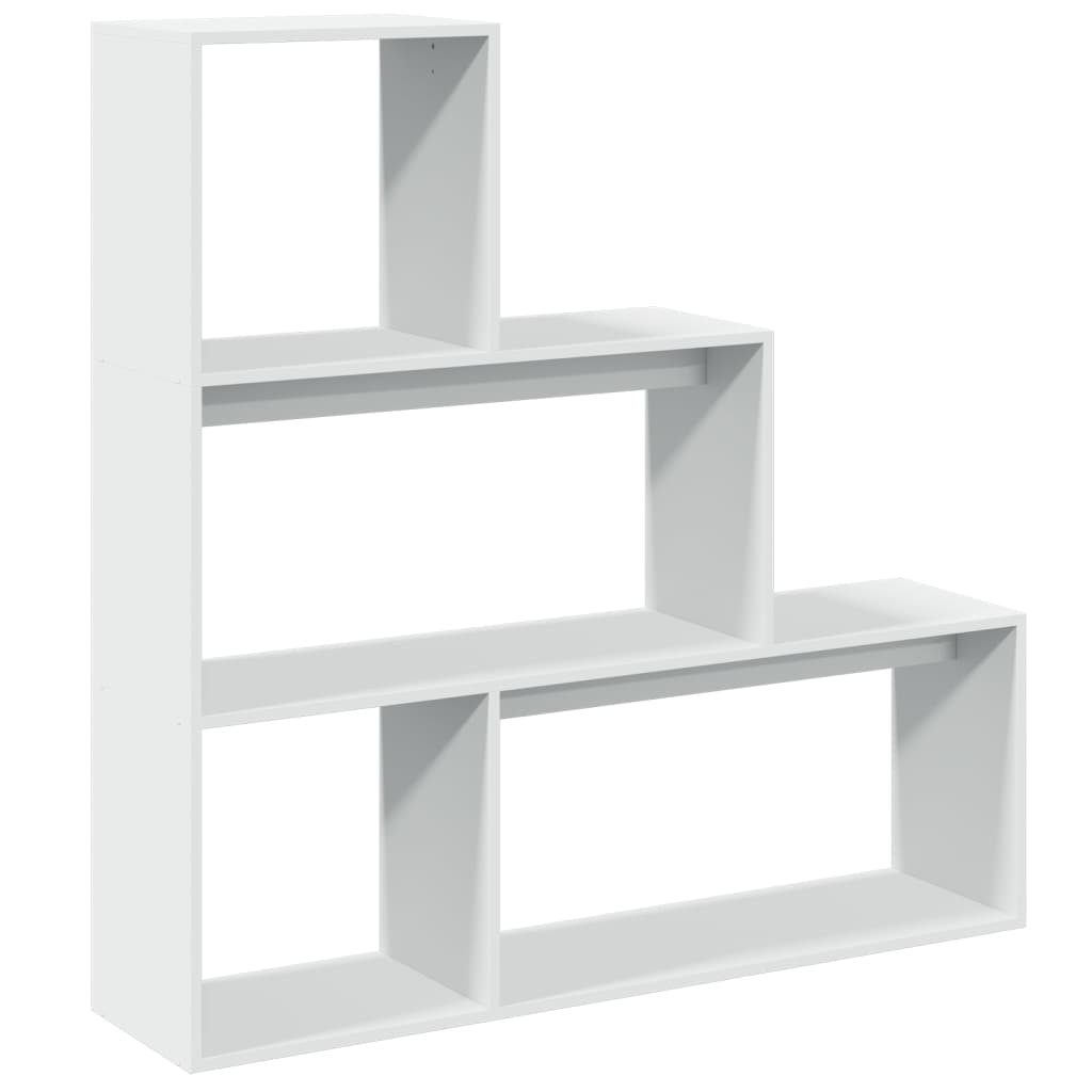 vidaXL Raumteiler-Bücherregal 3 Stufen Weiß 123x29x123cm Holzwerkstoff