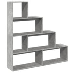 vidaXL Raumteiler-Bücherregal 4 Etagen Betongrau 143,5x29x143,5 cm