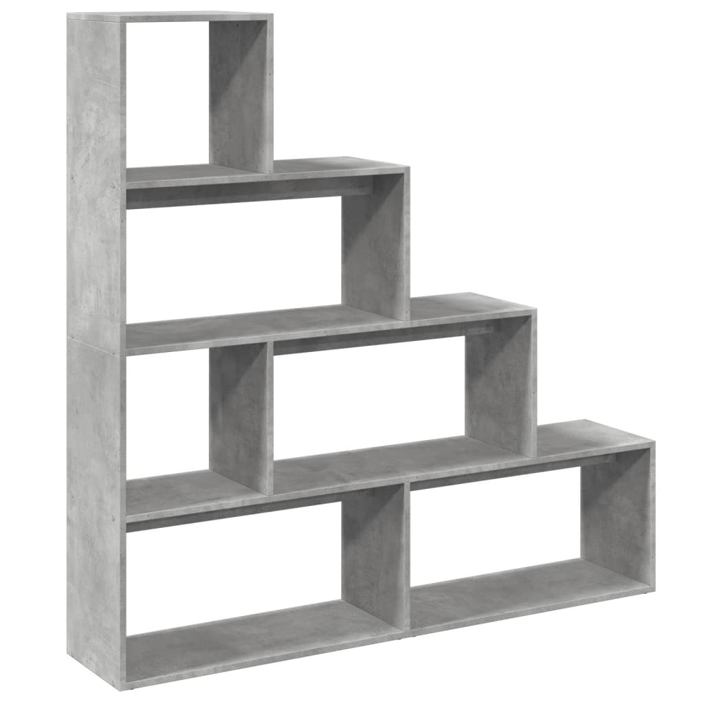 vidaXL Raumteiler-Bücherregal 4 Etagen Betongrau 143,5x29x143,5 cm