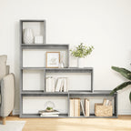 vidaXL Raumteiler-Bücherregal 4 Etagen Betongrau 143,5x29x143,5 cm