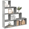 vidaXL Raumteiler-Bücherregal 4 Etagen Betongrau 143,5x29x143,5 cm