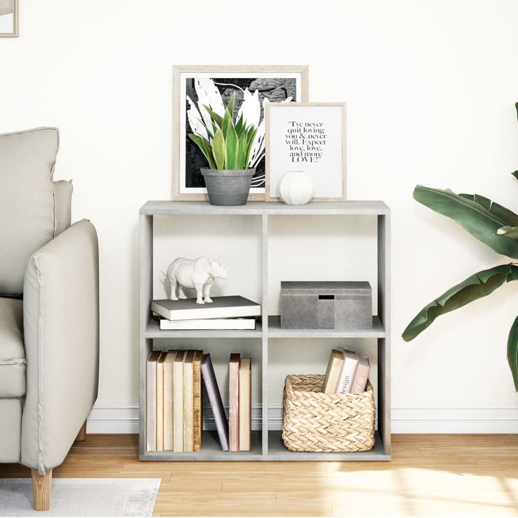 vidaXL Raumteiler-Bücherregal Betongrau 69,5x29x69,5 cm Holzwerkstoff