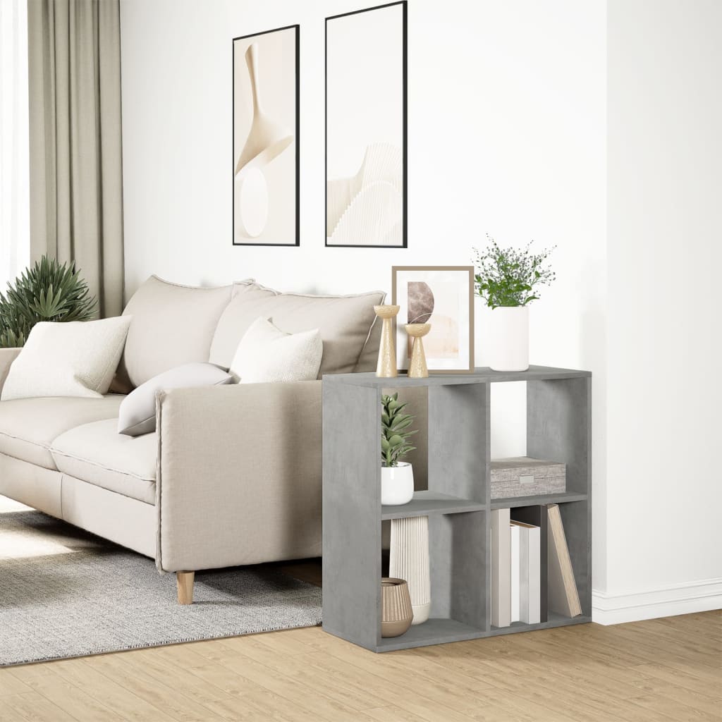 vidaXL Raumteiler-Bücherregal Betongrau 69,5x29x69,5 cm Holzwerkstoff