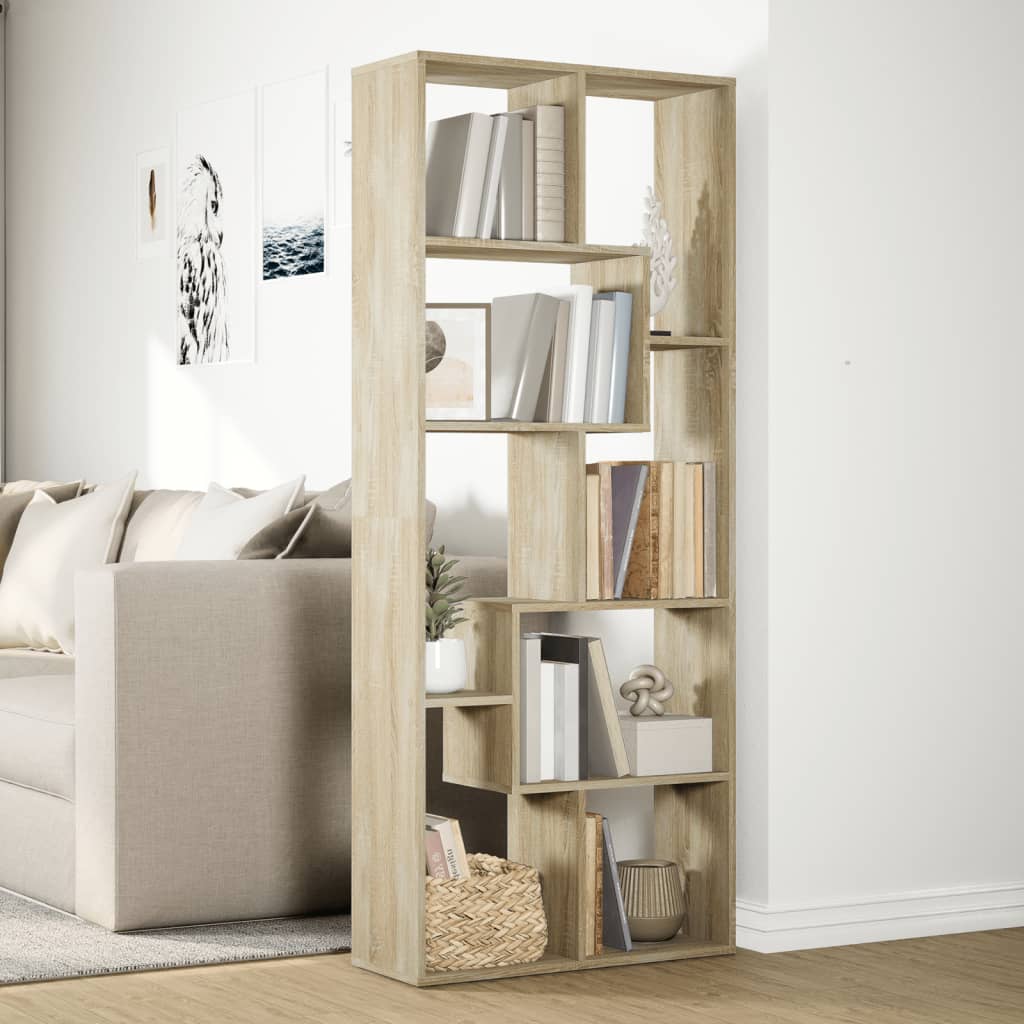 vidaXL Raumteiler-Bücherregal Sonoma-Eiche 67x25x161,5cm Holzwerkstoff