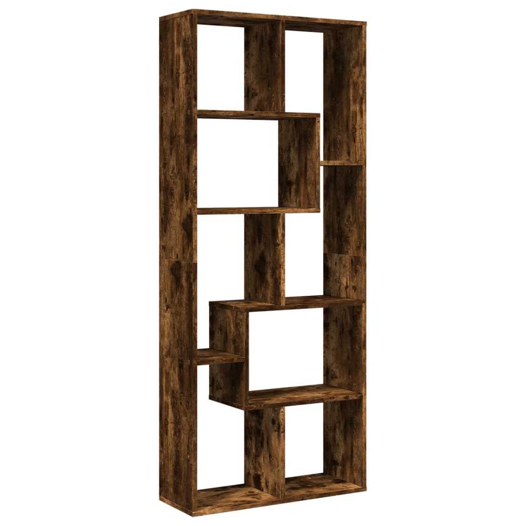 vidaXL Raumteiler-Bücherregal Räuchereiche 67x25x161,5cm Holzwerkstoff