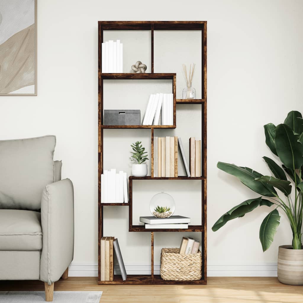 vidaXL Raumteiler-Bücherregal Räuchereiche 67x25x161,5cm Holzwerkstoff