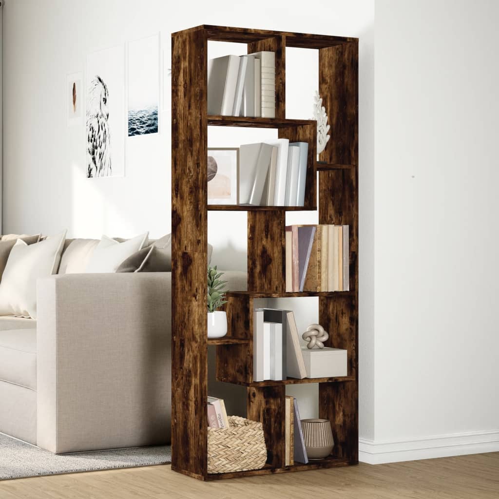 vidaXL Raumteiler-Bücherregal Räuchereiche 67x25x161,5cm Holzwerkstoff