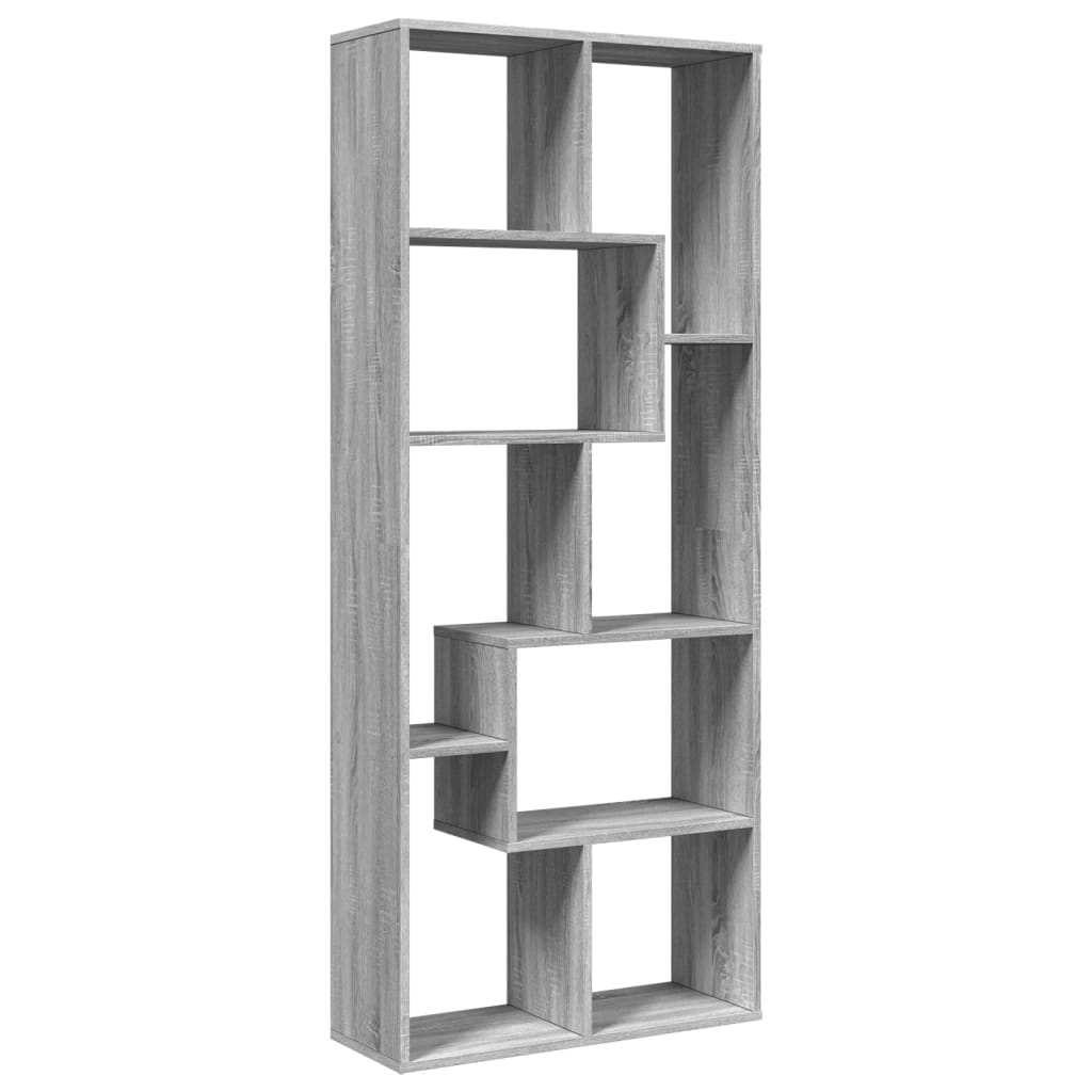 vidaXL Raumteiler-Bücherregal Grau Sonoma 67x25x161,5 cm Holzwerkstoff