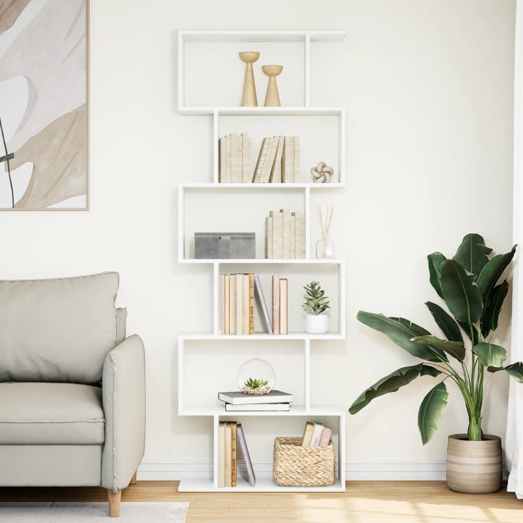 vidaXL Raumteiler-Bücherregal 6 Etagen Weiß 70x24x193 cm Holzwerkstoff