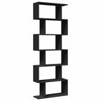 vidaXL Raumteiler-Bücherregal 6 Etagen Schwarz 70x24x193 cm