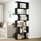 vidaXL Raumteiler-Bücherregal 6 Etagen Schwarz 70x24x193 cm