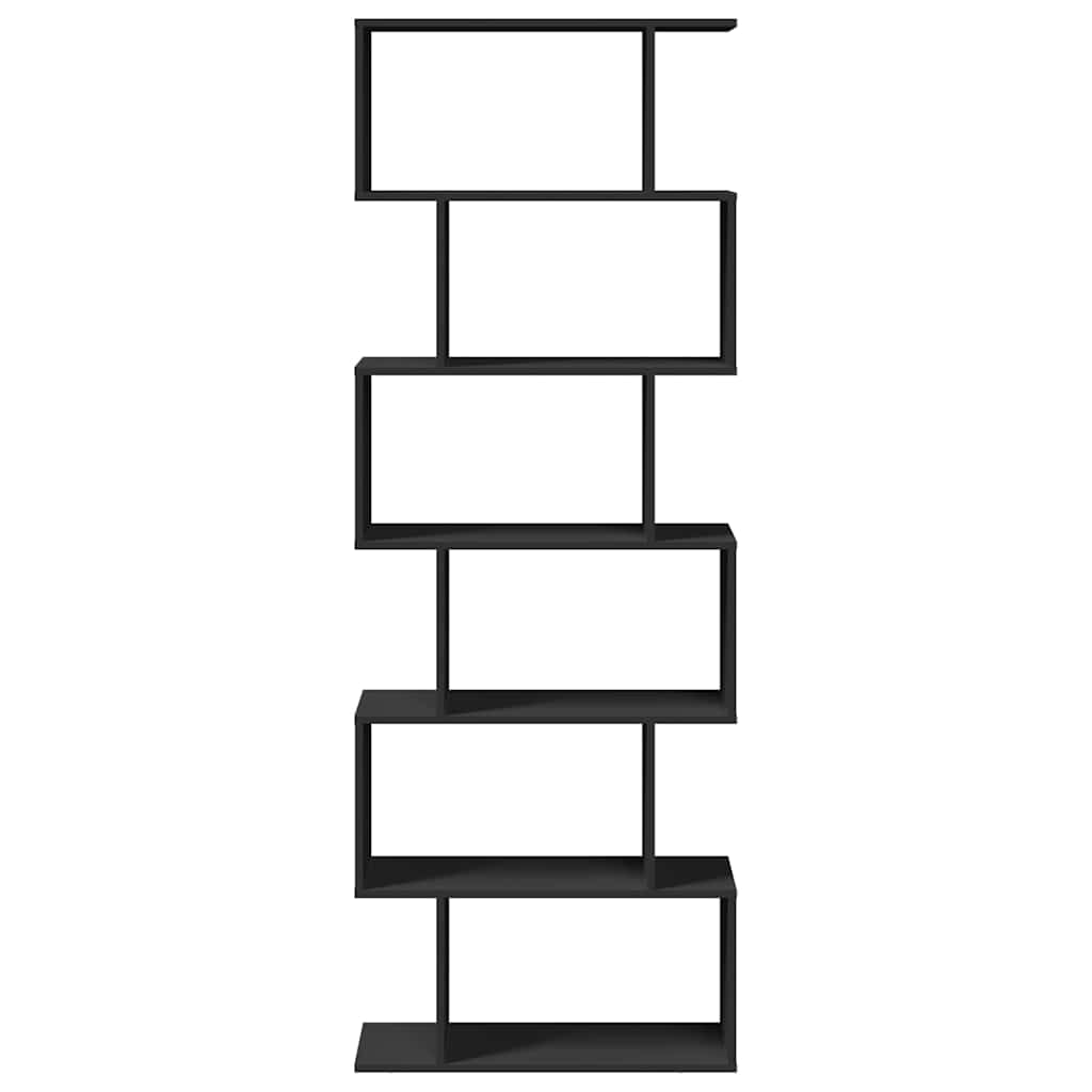 vidaXL Raumteiler-Bücherregal 6 Etagen Schwarz 70x24x193 cm