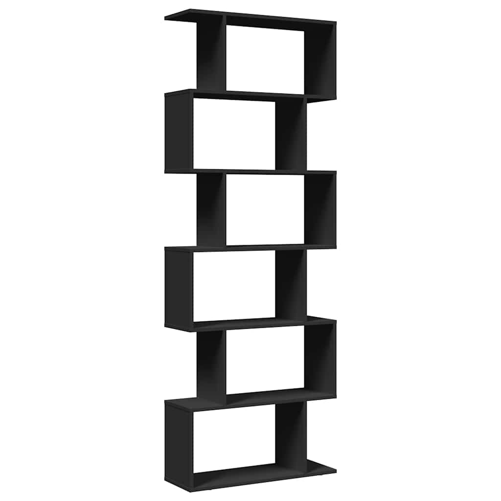 vidaXL Raumteiler-Bücherregal 6 Etagen Schwarz 70x24x193 cm