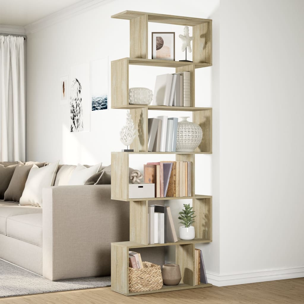 vidaXL Raumteiler-Bücherregal 6 Etagen Sonoma-Eiche 70x24x193 cm