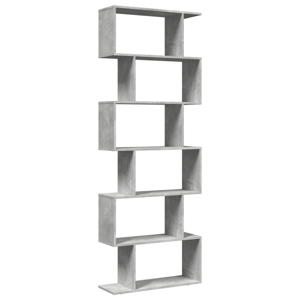 vidaXL Raumteiler-Bücherregal 6 Etagen Betongrau 70x24x193 cm