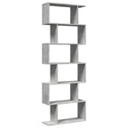 vidaXL Raumteiler-Bücherregal 6 Etagen Betongrau 70x24x193 cm