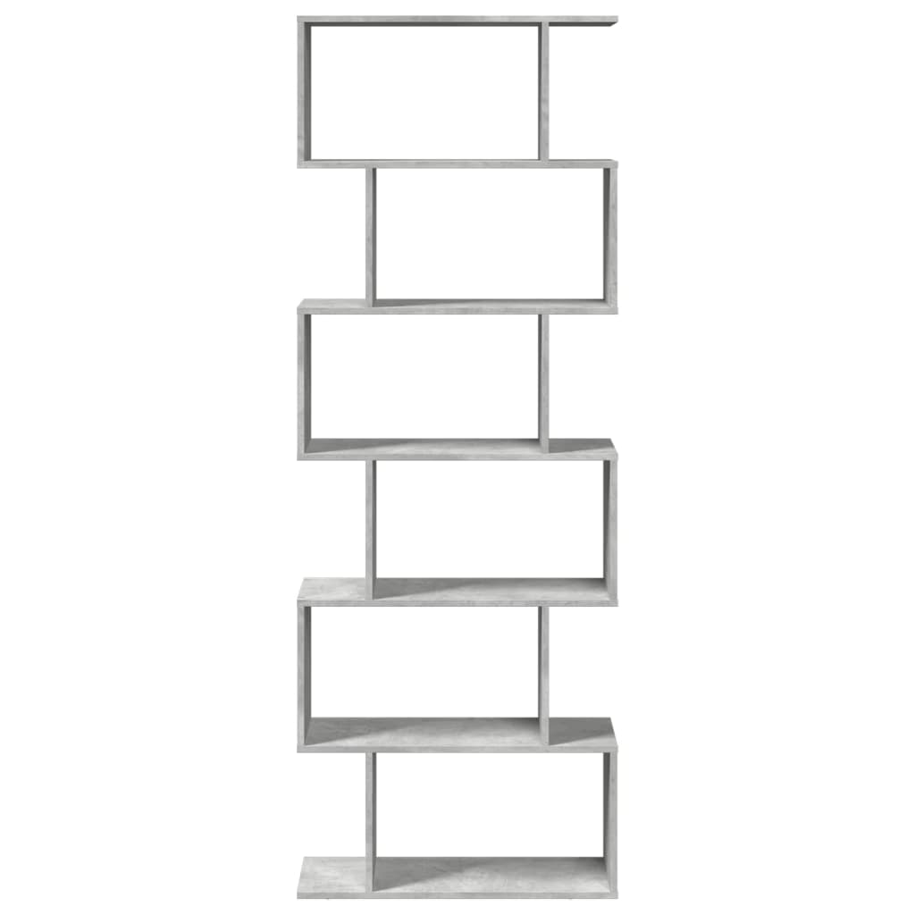 vidaXL Raumteiler-Bücherregal 6 Etagen Betongrau 70x24x193 cm