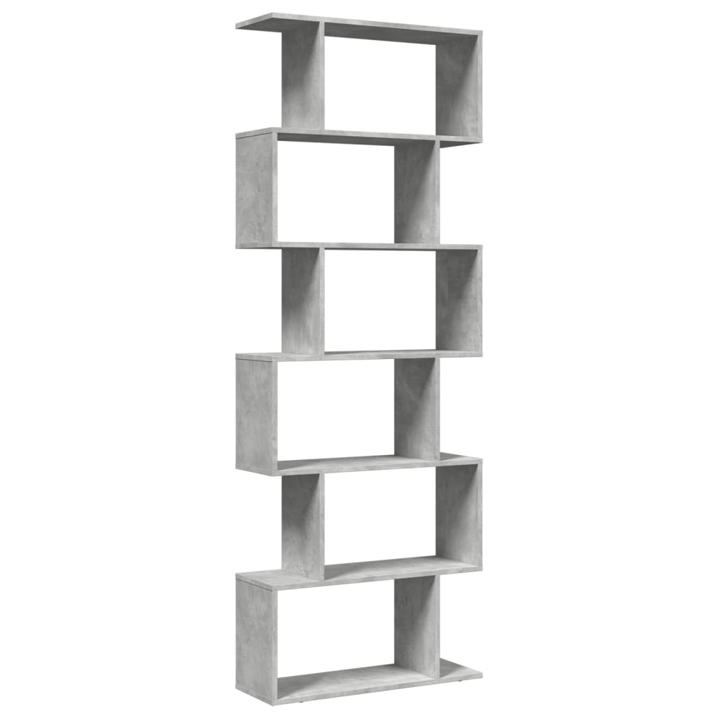 vidaXL Raumteiler-Bücherregal 6 Etagen Betongrau 70x24x193 cm
