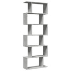 vidaXL Raumteiler-Bücherregal 6 Etagen Betongrau 70x24x193 cm