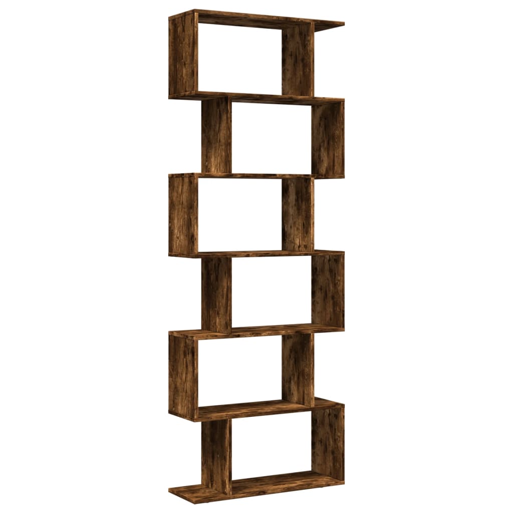 vidaXL Raumteiler-Bücherregal 6 Etagen Räuchereiche 70x24x193 cm