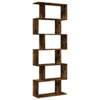 vidaXL Raumteiler-Bücherregal 6 Etagen Räuchereiche 70x24x193 cm