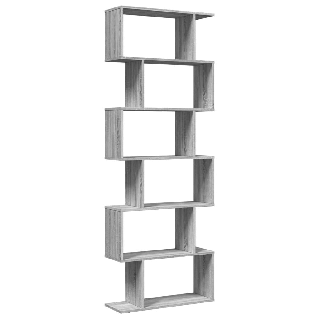 vidaXL Raumteiler-Bücherregal 6 Etagen Grau Sonoma 70x24x193 cm
