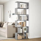 vidaXL Raumteiler-Bücherregal 6 Etagen Grau Sonoma 70x24x193 cm