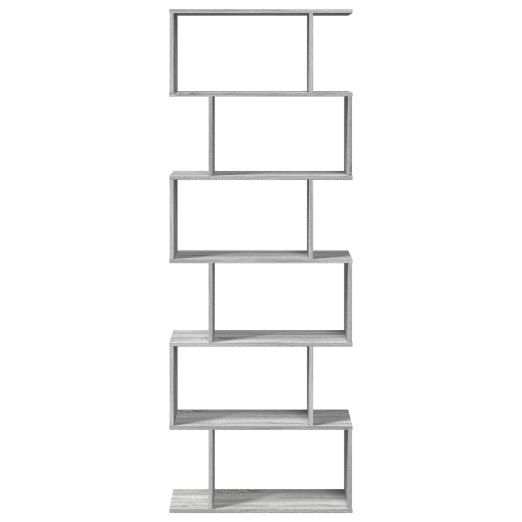 vidaXL Raumteiler-Bücherregal 6 Etagen Grau Sonoma 70x24x193 cm