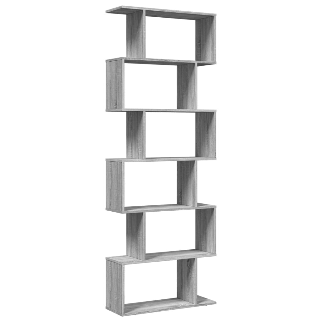 vidaXL Raumteiler-Bücherregal 6 Etagen Grau Sonoma 70x24x193 cm