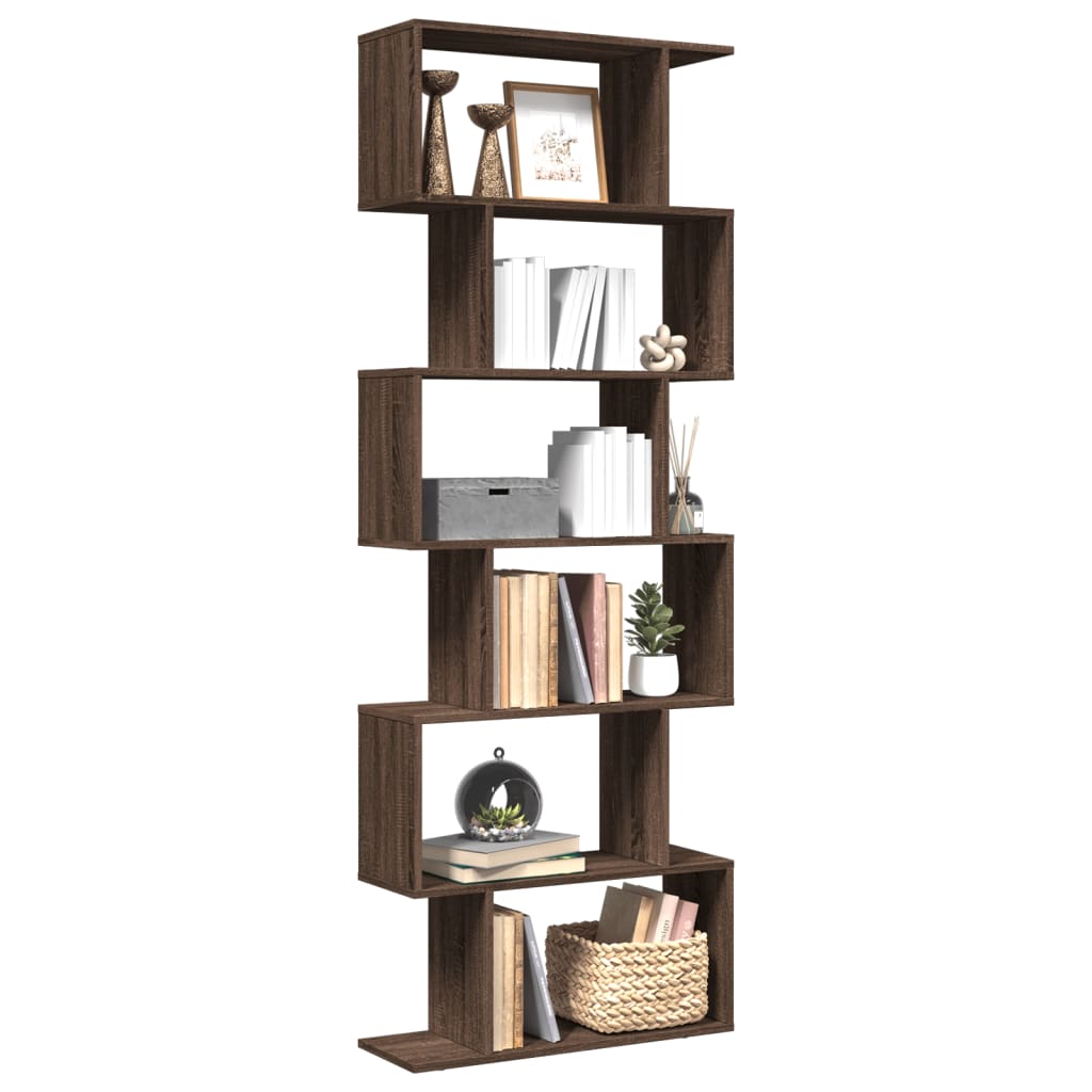 vidaXL Raumteiler-Bücherregal 6 Etagen Braun Eichen-Optik 70x24x193 cm