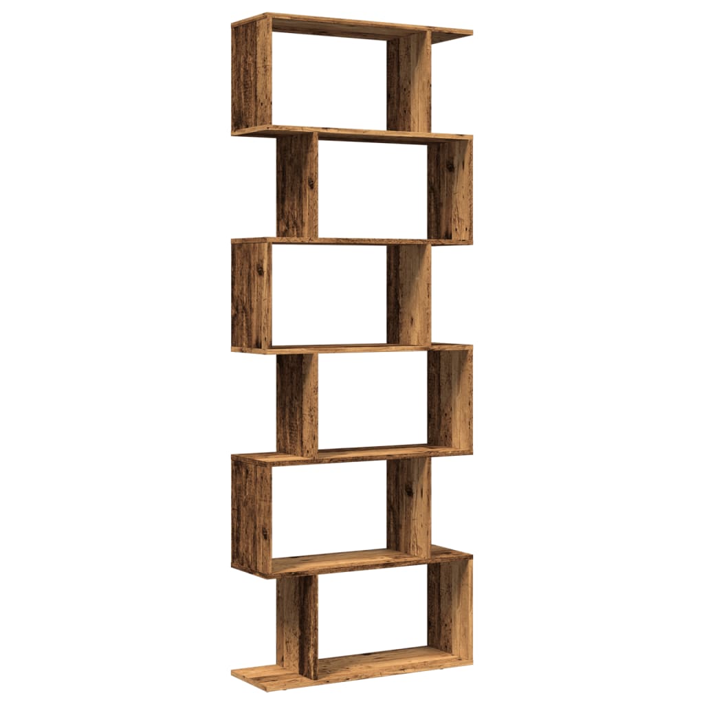 vidaXL Raumteiler-Bücherregal 6 Etagen Altholz-Optik 70x24x193 cm