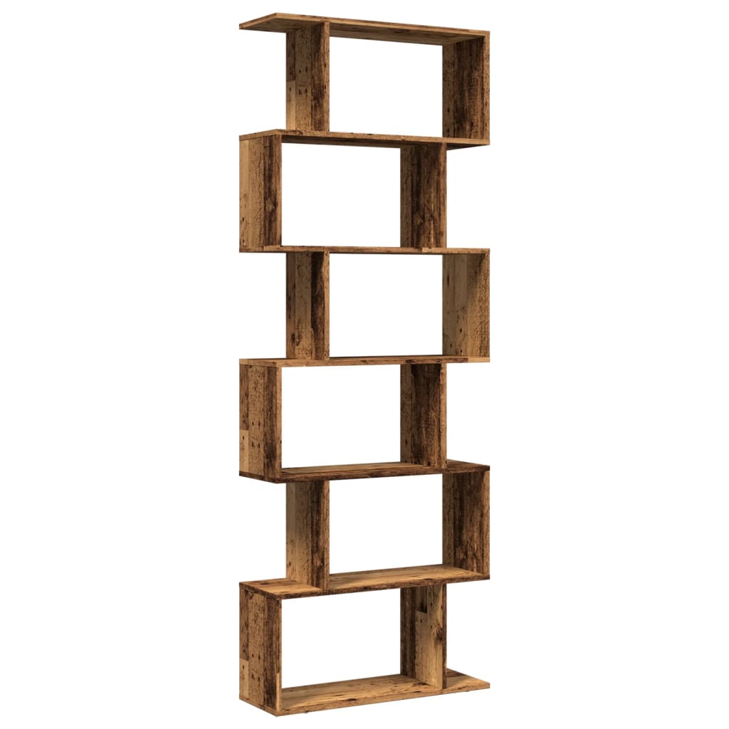 vidaXL Raumteiler-Bücherregal 6 Etagen Altholz-Optik 70x24x193 cm