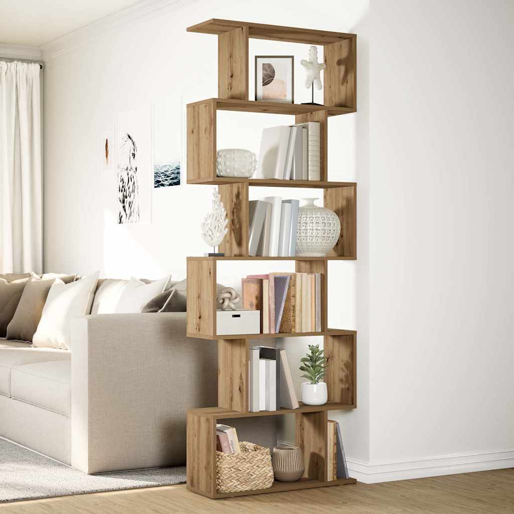 vidaXL Raumteiler-Bücherregal 6 Etagen Artisan-Eiche 70x24x193 cm