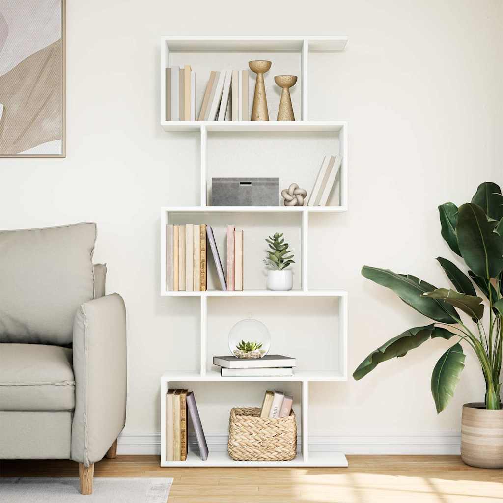 vidaXL Raumteiler Bücherregal 5-stufig Weiß 70x24x161 cm Holzwerkstoff
