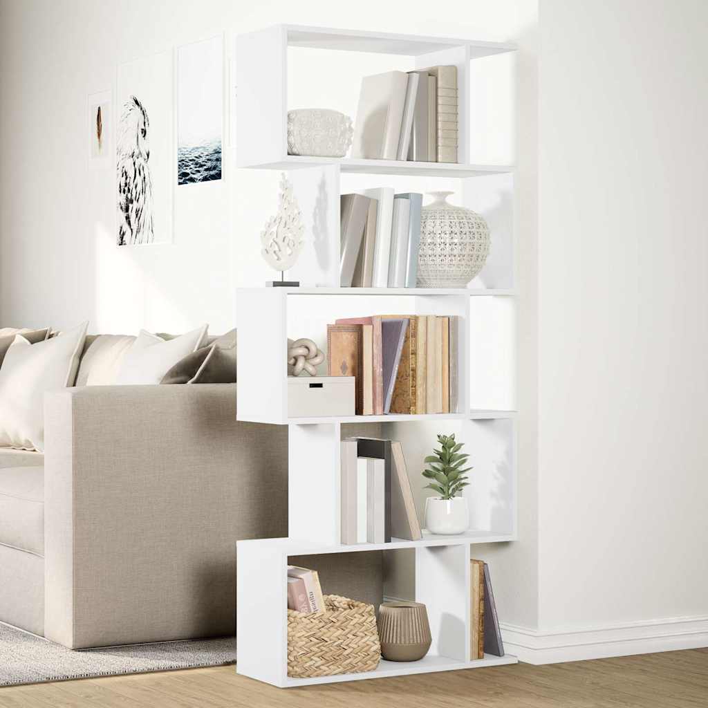 vidaXL Raumteiler Bücherregal 5-stufig Weiß 70x24x161 cm Holzwerkstoff