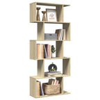 vidaXL Raumteiler-Bücherregal 5 Etagen Sonoma-Eiche 70x24x161 cm
