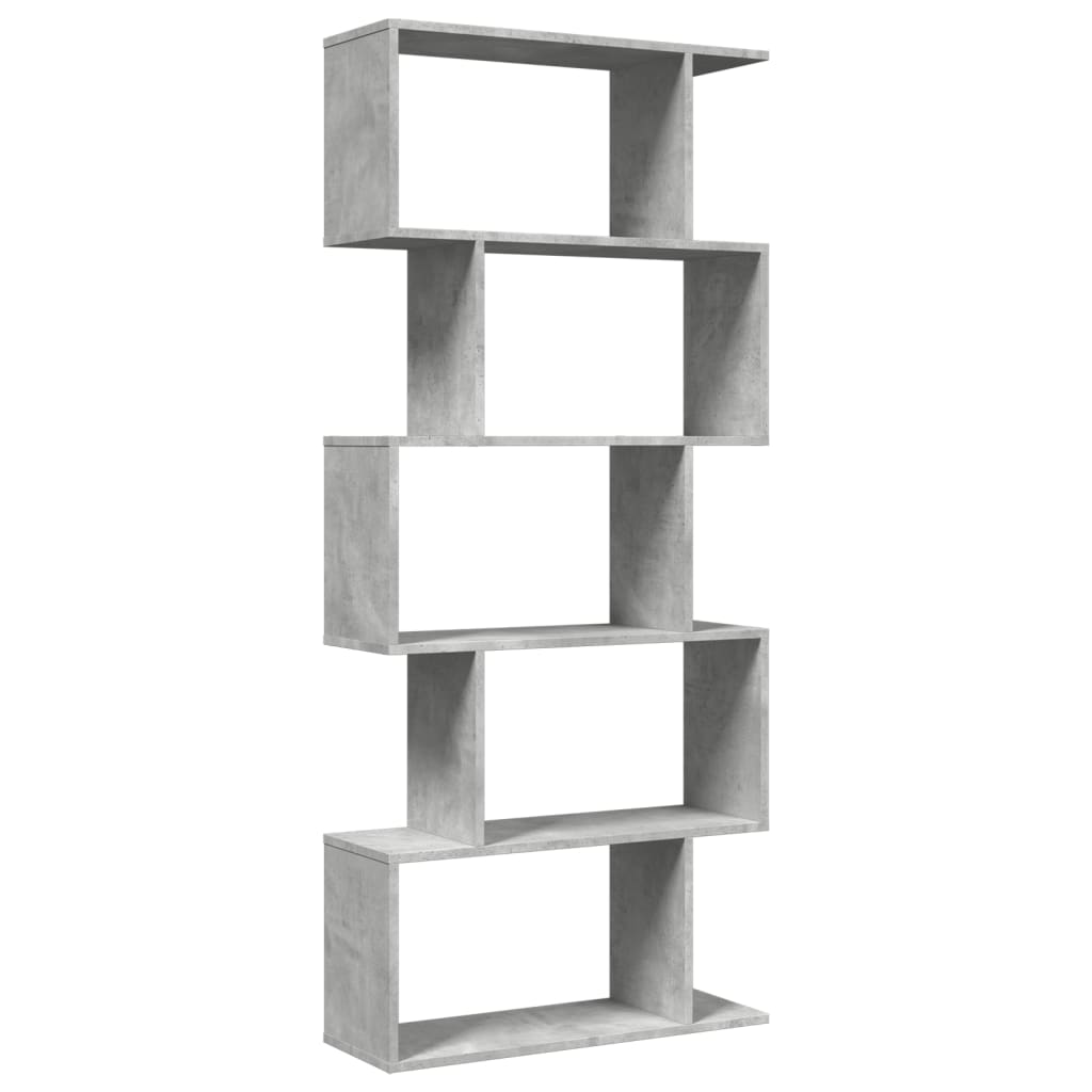vidaXL Raumteiler-Bücherregal 5 Etagen Betongrau 70x24x161 cm