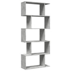 vidaXL Raumteiler-Bücherregal 5 Etagen Betongrau 70x24x161 cm