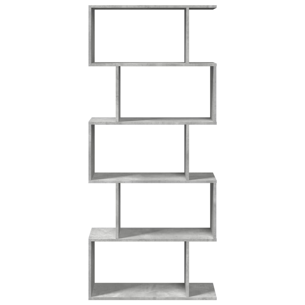 vidaXL Raumteiler-Bücherregal 5 Etagen Betongrau 70x24x161 cm