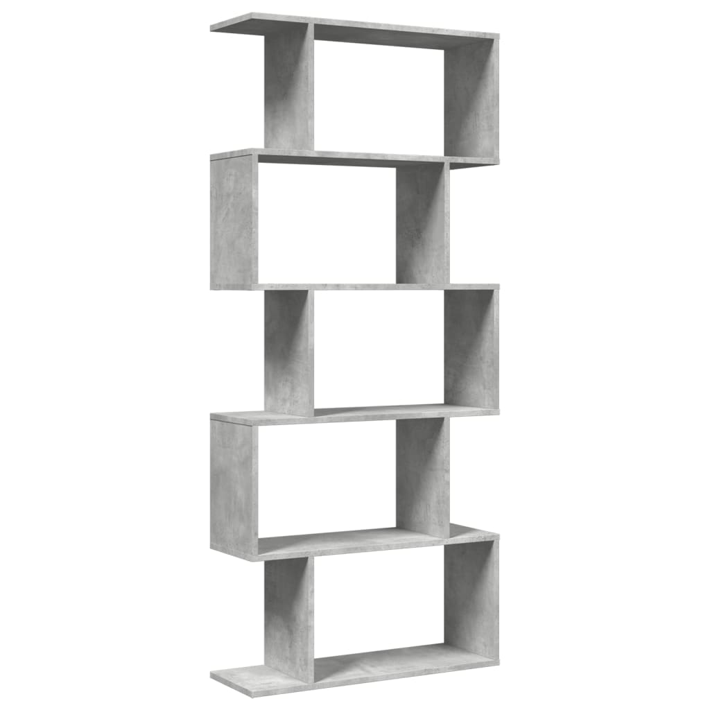 vidaXL Raumteiler-Bücherregal 5 Etagen Betongrau 70x24x161 cm