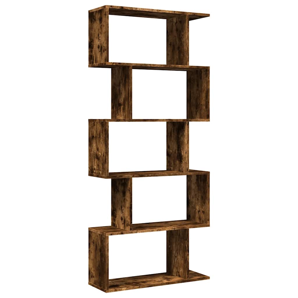 vidaXL Raumteiler-Bücherregal 5 Etagen Räuchereiche 70x24x161 cm