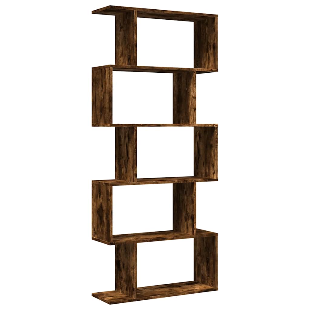 vidaXL Raumteiler-Bücherregal 5 Etagen Räuchereiche 70x24x161 cm