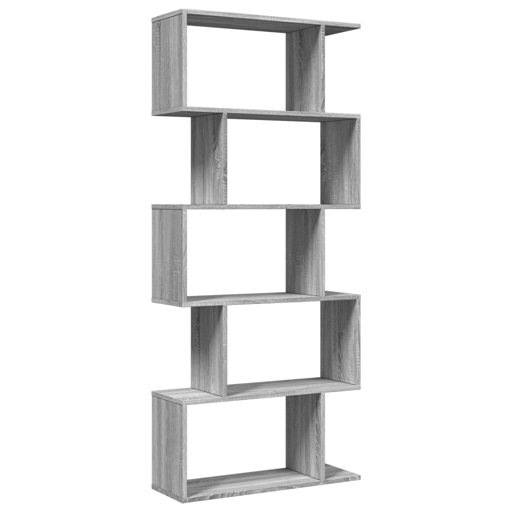vidaXL Raumteiler-Bücherregal 5 Etagen Grau Sonoma 70x24x161 cm