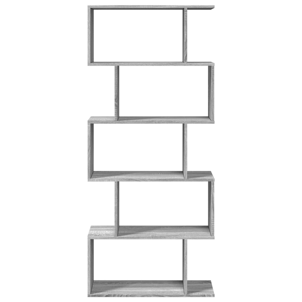 vidaXL Raumteiler-Bücherregal 5 Etagen Grau Sonoma 70x24x161 cm