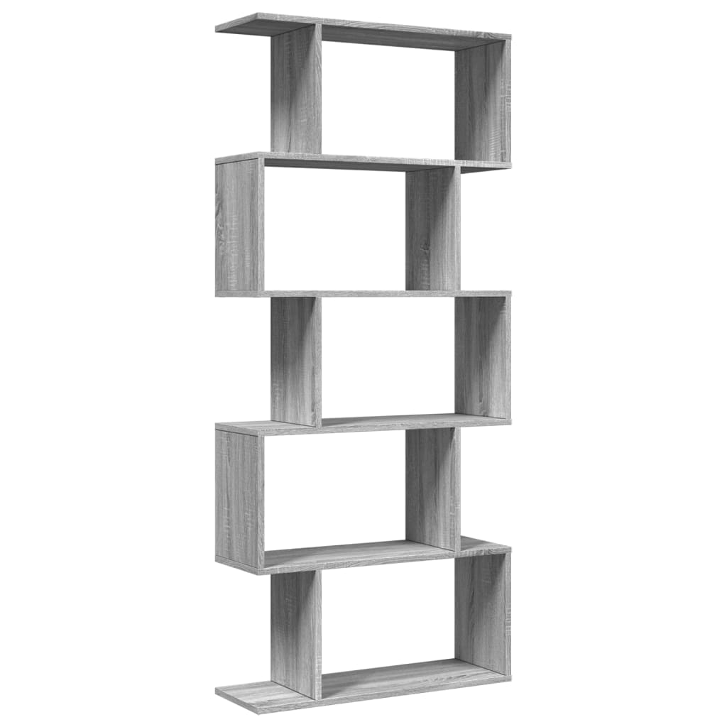vidaXL Raumteiler-Bücherregal 5 Etagen Grau Sonoma 70x24x161 cm