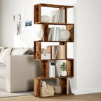vidaXL Raumteiler-Bücherregal 5 Etagen Altholz-Optik 70x24x161 cm