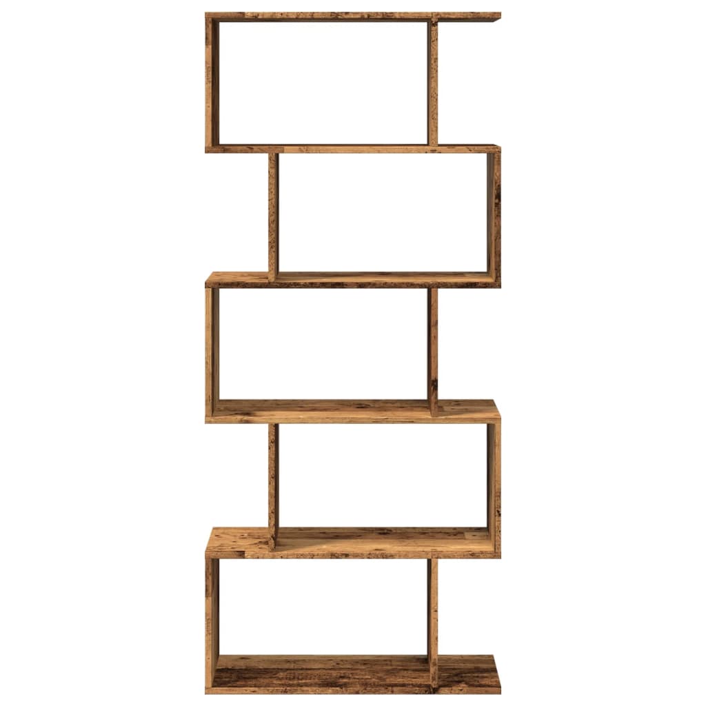 vidaXL Raumteiler-Bücherregal 5 Etagen Altholz-Optik 70x24x161 cm