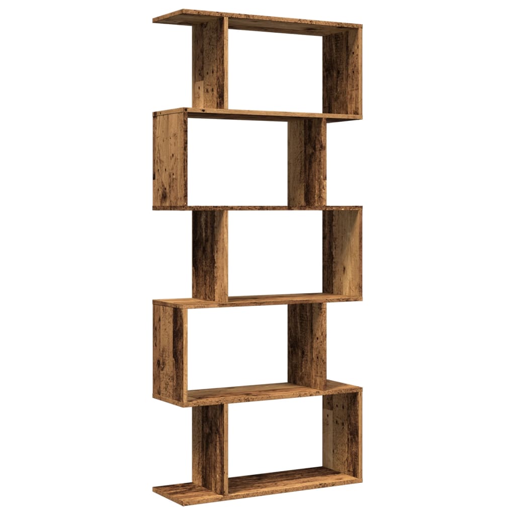 vidaXL Raumteiler-Bücherregal 5 Etagen Altholz-Optik 70x24x161 cm