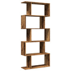 vidaXL Raumteiler-Bücherregal 5 Etagen Altholz-Optik 70x24x161 cm