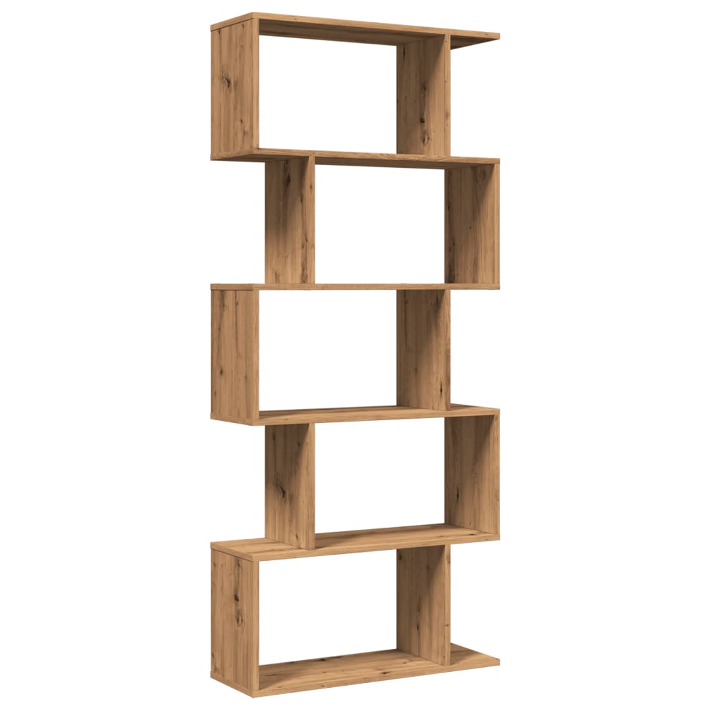 vidaXL Raumteiler-Bücherregal 5 Etagen Artisan-Eiche 70x24x161 cm